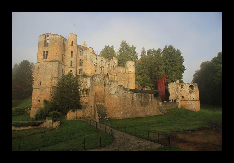 Schlossruinen im Morgennebel (Beaufort, Luxemburg - Canon EOS 7D)